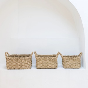 Set of 3 Square Woven Seagrass <b>Baskets</b> Handmade <b>Storage</b> <b>Basket</b> Wholesale eco-friendly Made in Vietnam - Product Image 1