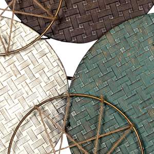 แผ่นโลหะตกแต่งลายทอพร้อมดีเทลผ้าปอกระเจา สไตล์เรียบง่ายแบบชนบท สำหรับตกแต่งผนังหรือโต๊ะ - Product Image 6