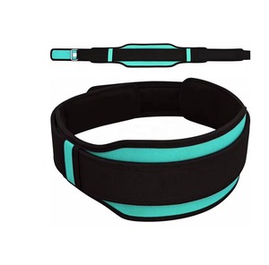 Adjustable Breathable Waist Support <b>Belt</b> for <b>Weight</b> Lifting Strength Training Unisex Black and Teal Color Buckle Closure - Product Image 6