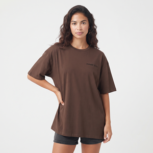 Women's Classic Oversized Crew Neck <b>T</b> <b>Shirt</b> Custom Logo Loose Fit Solid Color Casual Sports Summer Tee - Product Image 1