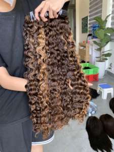 Rizado euroasiático con cabello humano virgen 100% sin procesar de color personalizado - Product Image 2