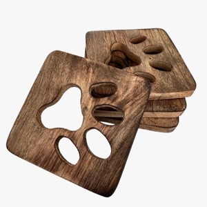 Posavasos de Madera en Blanco al por Mayor, Juego de Posavasos Redondos de Madera Personalizados Absorbentes para Bebidas, Posavasos de Resina de Madera Natural - Product Image 5