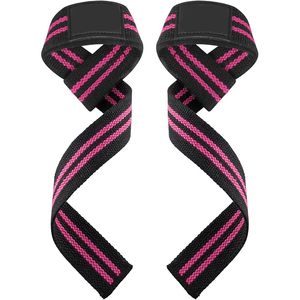 Sangles de levage en néoprène, design en huit, ajustables, haute élasticité, pour la musculation en salle de sport, unisexe, noir et rose - Product Image 1