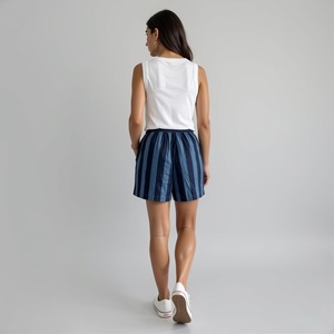 <b>Boxer</b> <b>shorts</b> for <b>girls</b> in rich navy and blue thick stripes cozy relaxing wide leg roomy pocket design for everyday wear - Product Image 6