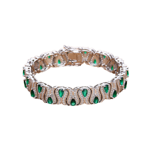 Bracelet plaqué or de luxe tendance, très demandé, en argent et or, avec diamant taille émeraude naturel, idéal pour les occasions spéciales, cadeaux disponibles - Product Image 2