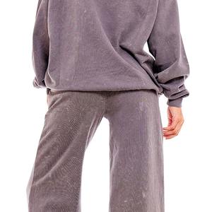 Conjunto de sudadera y pantalón de chándal de algodón grueso personalizado para mujer, estilo liso, ideal para otoño - Product Image 5
