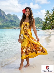 Pareo Hawaïen Personnalisé, Sarong Polynésien Traditionnel à Motifs Floraux, Couverture de Plage, Vêtement d'Été, Fabricant OEM ODM - Product Image 4