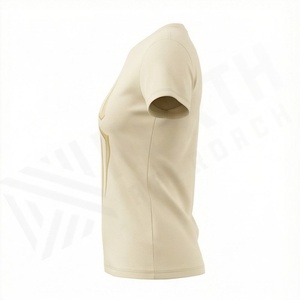 Camiseta de Verano para Mujer, de Algodón, Talla Grande, Lisa, Holgada, Personalizable, en Color Sólido - Product Image 3