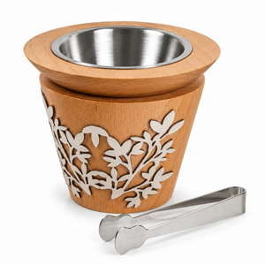 Brûleur à Bakhoor en bois naturel et acier inoxydable |   Porte-encens Oud Arabe Mabkhara à motif floral ajouré pour Ramadan, Aïd, Majlis et usage domestique - Product Image 1