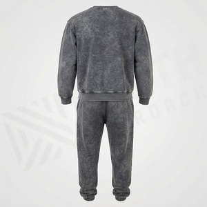 Unique Trendy Acid Wash Sweat Suit <b>Set</b> Wholesale Screen Printing <b>Embroidery</b> Design Plus Size Tracksuit OEM Sportswear - Product Image 2
