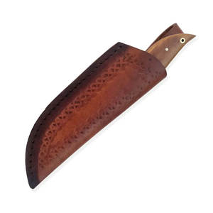 Couteau de chasse artisanal en acier Damas, lame pleine longueur, outil de survie et de camping en plein air avec étui de protection en cuir - Product Image 6
