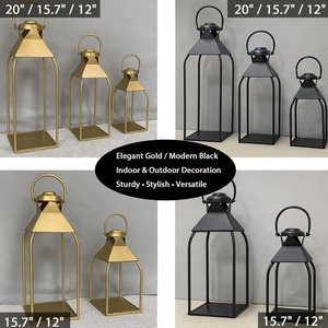 Wholesale Trending Style <b>Black</b> Metal Candle Pillar Holder <b>Lanterns</b> for Home and Events Decorations - Product Image 3