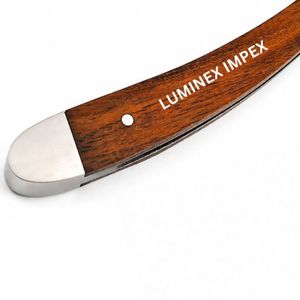 Luminex Impex Professional Straight Razor Brown Wood Handle Stainless Steel Barber Razor With Replaceable Blade - Product Image 2