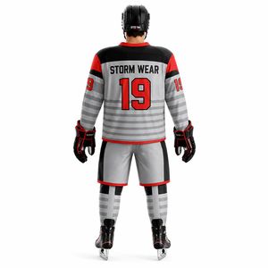 Maillots de hockey sur glace personnalisés OEM ODM sublimés pour homme, manches longues, vente en gros, tissu 100% polyester, uniforme de hockey sur glace chaud et flexible - Product Image 6
