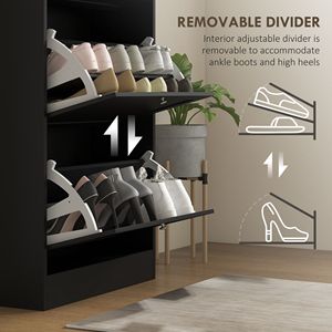 Mobiletto Moderno Porta Scarpe a 3 Cassetti con Ripiani Regolabili, Stile Rustico per 18 Paia, Nero - Product Image 6