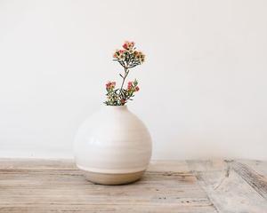Encantador Florero Redondo de Cerámica con Esmalte Suave de Tono Neutro, Diseño Moderno de Perfil Bajo, Perfecto para Decoración Minimalista del Hogar - Product Image 4