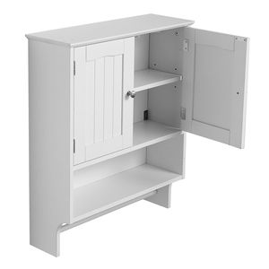 Armadietto a Muro Salvaspazio a 2 Ante con Ripiano Regolabile per Organizzazione Bagno - Product Image 1