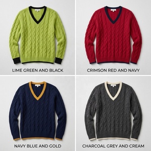 เสื้อสเวตเตอร์คอวีถักลายเคเบิ้ลแคชเมียร์แท้ 100% สำหรับผู้หญิง แขนยาว ผลิตภัณฑ์ถักนิตติ้งสำหรับฤดูหนาว ขายส่งจากโรงงาน - Product Image 6