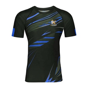 5 Sports Men's Compression Shirt Blue Black Sublimation Print Regular Breathable Moisture Wicking Front MMA Workout <b>Top</b> - Product Image 2