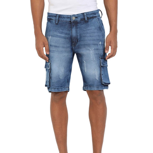 High Quality Summer Men's Denim Shorts Solid Gym Running Elastic Waist Breathable Casual Loose Fit OEM Service - Product Image 3