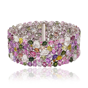 Bohemian Cuff <b>Bracelet</b> Women 18K Gold Plated Alloy Crystal Rhinestone Party Jewelry Multicolor - Product Image 1