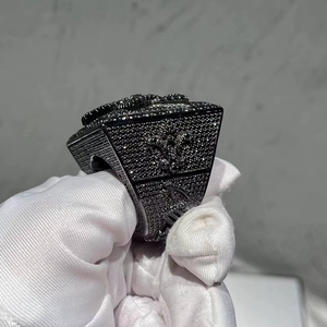 Rapper <b>Ring</b> Jewelry Silver Sterling <b>Black</b> Moissanite Diamond Hip Hop Champion <b>Men</b> Moissanite <b>Ring</b> For <b>Mens</b> - Product Image 3
