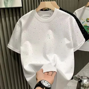 2026 Unisex T-Shirts Rhinestone High Quality Cotton Breathable Sparkly Graphic Eco-Friendly Streetwear Summer Short Plus Size - Product Image 4