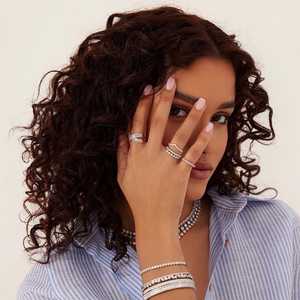 Baguette Crossover <b>Ring</b> Lab Grown Diamond Pave Multi Row Half <b>Eternity</b> Wedding 14K Solid Gold 925 <b>Silver</b> Luxury Gift - Product Image 4