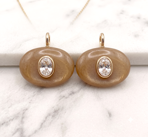 Colgante de Piedra Lunar con Incrustaciones de Circonita Redonda, Baño de Oro Vermeil de 18k, Charms de Piedras Preciosas con Incrustaciones de Gemas, Venta al por Mayor Directa de Fabricante, 21mm - Product Image 2