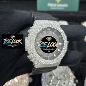 ICELOOK หรูหราไรน์สโตนนาฬิกาสแตนเลส 42 มม. แบบอะนาล็อกควอตซ์ผู้ชายสายยางหน้าปัดคริสตัลแซฟไฟร์เด็ก - Product Image 2