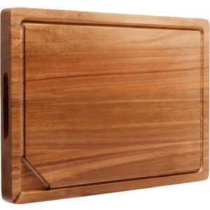 Planche à découper rectangulaire en bois de style ancien avec poignée, durable, faite à la main, pour la cuisine et le service - Product Image 1