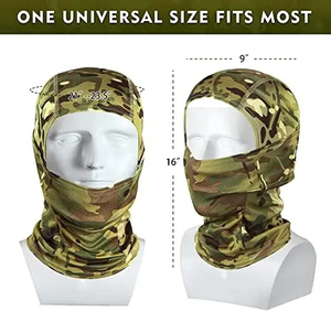 Balaclava camouflage universelle, taille unique, respirante, imperméable, masque facial d'extérieur, adulte unisexe, 100% polyester - Product Image 1
