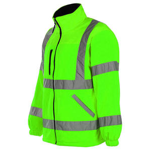 Reflective <b>Fleece</b> <b>Jacket</b> <b>Hi</b> <b>Vis</b> Men's Workwear Winter Windproof Zipper Closure Regular Fit Polyester Safety Coat - Product Image 5