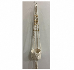 Colgador de Macramé Bohemio de Algodón para Plantas, Soporte Hecho a Mano para Macetas con Cuentas de Madera y Borlas para Jardín Interior, Regalo de Inauguración de Casa - Product Image 1