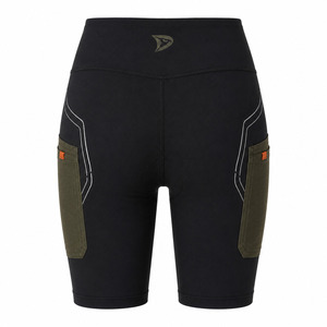 Shorts Deportivos de Cintura Baja para Mujer, con Bolsillo Lateral, Ecológicos, Transpirables, con Cierre de Cordón, de Spandex y Algodón, Color Sólido Negro Oliva - Product Image 2