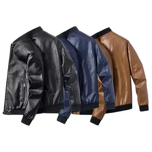 Nouvelle Veste en Cuir pour Hommes, Manteaux Longs Grande Taille, Vestes en Cuir Marron Tendance pour Hommes en Promotion - Product Image 1