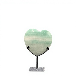Sukabumi 15 cm Pierre Verte Cœur de Zéolite Style Cabochon Support Métallique Nouveauté Créative Pierre Naturelle Indonésienne Décoration Maison - Product Image 1