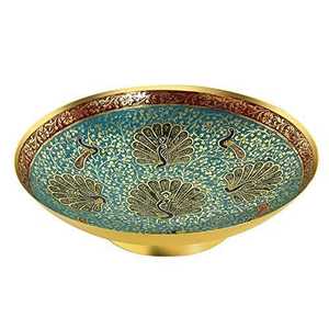 Accesorios de mesa, tazón de metal con esmalte de color, diseño floral, morado y dorado, tazones decorativos para servir comida. - Product Image 3