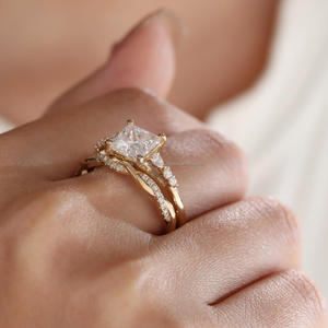 Igi/gia แล็บตัดเพชรวินเทจ14K สีเหลืองแหวนแต่งงาน/งานหมั้นใส่ได้ทั้งชายและหญิงสีขาวทองคุณภาพดีสำหรับงานปาร์ตี้ครบรอบ-คุ้มค่า - Product Image 2