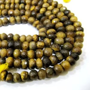 ลูกปัดไทเกอร์อายธรรมชาติทรงรอนเดลเหลี่ยมเพชรพลอย - Product Image 1