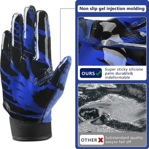Full Finger Football Gloves <b>Blue</b> Black Sublimation Print Non Slip Outdoor Sport Unisex All Seasons Hook And Loop Closure - Product Image 3
