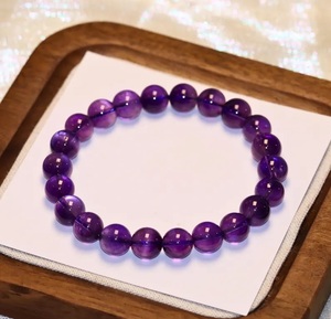 Natural Amethyst <b>Bead</b> <b>Bracelet</b> 8mm Purple Gemstone <b>Bracelet</b> 925 Sterling Silver Charm Handmade Jewelry Gift for <b>Men</b> Women - Product Image 2