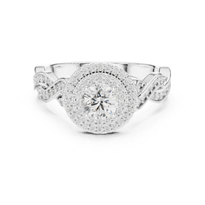 แหวนเพชรทรงกลมทองคำ 14K สำหรับเจ้าสาว ประดับเพชรเลี้ยงในห้องปฏิบัติการ สำหรับผู้หญิง |   เพชรที่เพิ่งเพาะเลี้ยง - Product Image 2