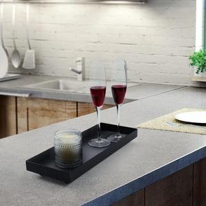 Plateau décoratif long et noir contemporain pour les articles de toilette des invités et le rangement de bijoux - Product Image 4