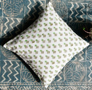 Handmade 100% Cotton Eco-Friendly Washable Floral Block Print Boho Home Decor Cushion <b>Cover</b> <b>Throw</b> Pillow Case - Product Image 3