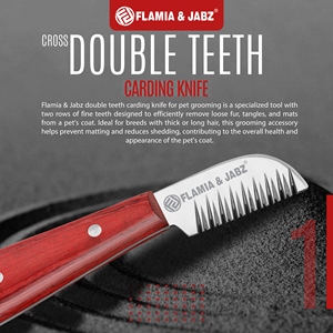 FLAMIA & JABZ หวีกรูมมิ่งสุนัขสแตนเลส ด้ามไม้สีแดง มีดตัดขนสัตว์เลี้ยงสำหรับเทอร์เรียร์ - Product Image 3