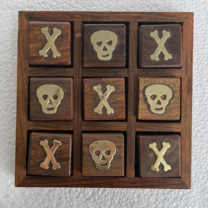 Pirate Skull & Bones Tic Tac Toe <b>Game</b> | Handmade Wooden Strategy Board <b>Game</b> | Premium Family Tabletop Travel <b>Game</b> Gift for Kids - Product Image 2