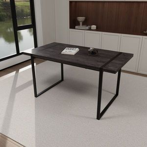 59 \ "MDF tavolo da pranzo in legno nero Set 4 pezzi medievale tavolo da pranzo in pelle scamosciata sedia moderna rettangolare in metallo ristoranti - Product Image 5