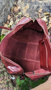 Unisex Burgundy Leather Duffle Bag Light <b>Weight</b> High Quality Foldable Large Weekender Travel Carry Luggage Overnight Gym Tote - Product Image 6
