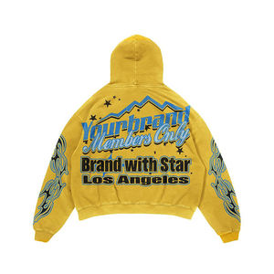 Conjunto de Sudadera con Capucha y Pantalones Deportivos Acampanados de Algodón con Lavado Ácido, Personalizado por el Fabricante de Ropa Urbana, con Impresión DTG, Unisex - Product Image 5